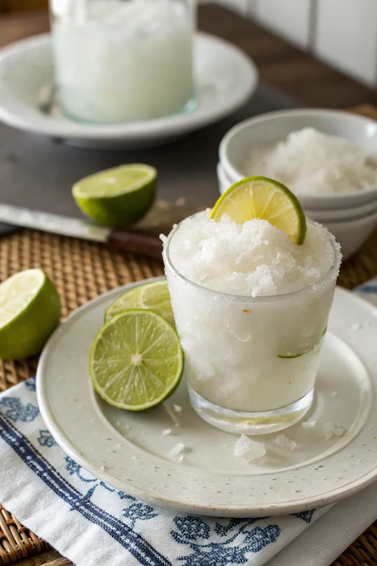 A delicious plate of Easy Frozen Limonada de Coco Colombian Lime and Coconut Drink Recipe