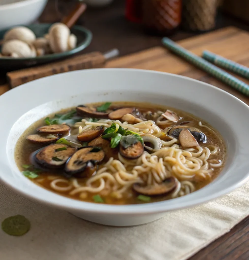 A delicious plate of Mushroom Ramen