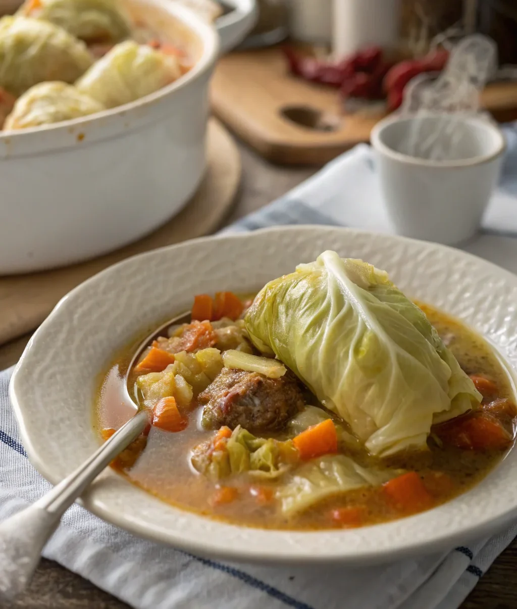 A delicious plate of Polish Cabbage Roll Soup