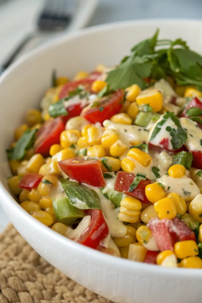 Step by Step Corn Salad with Creamy Italian Dressing