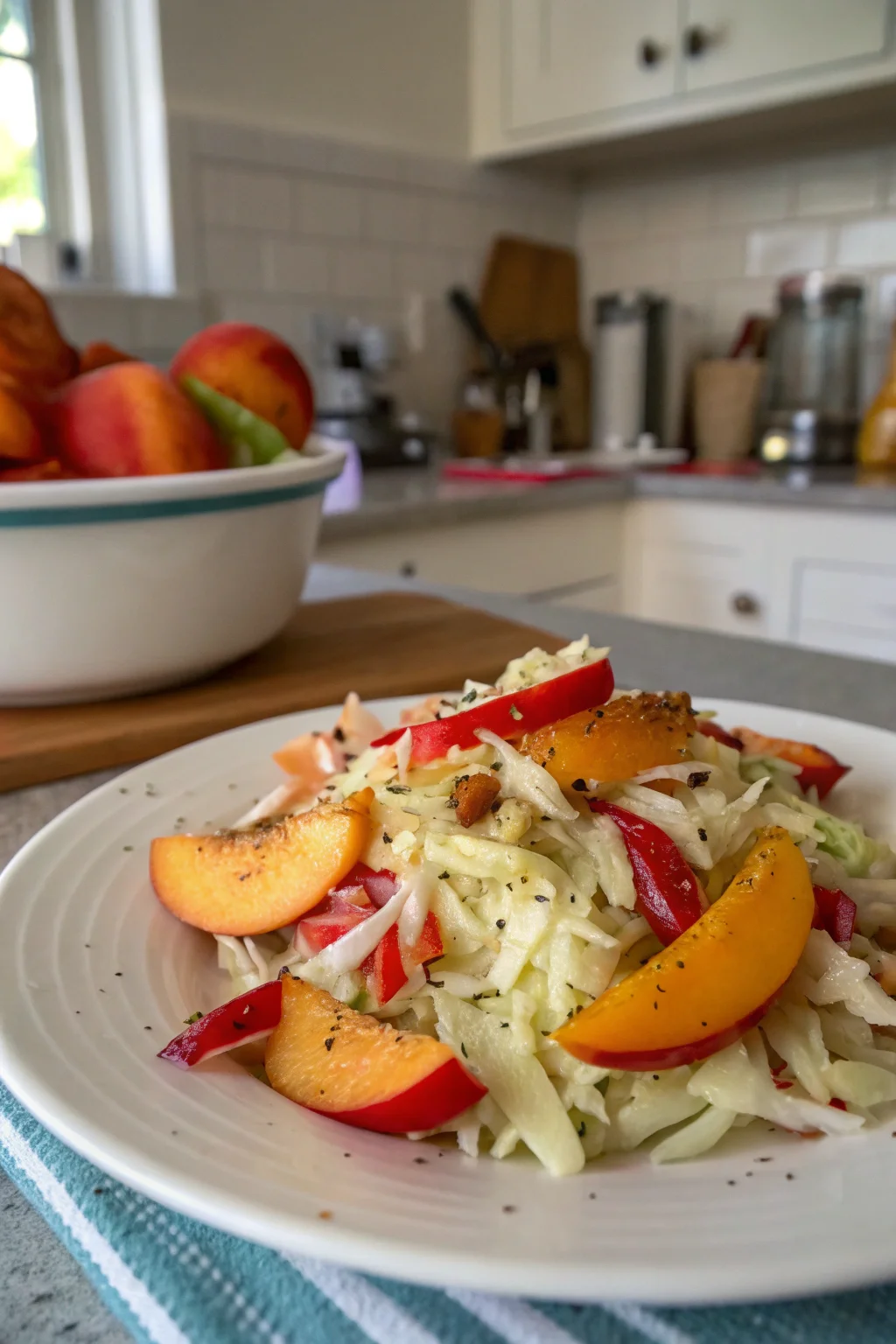 Spicy Peach Coleslaw
