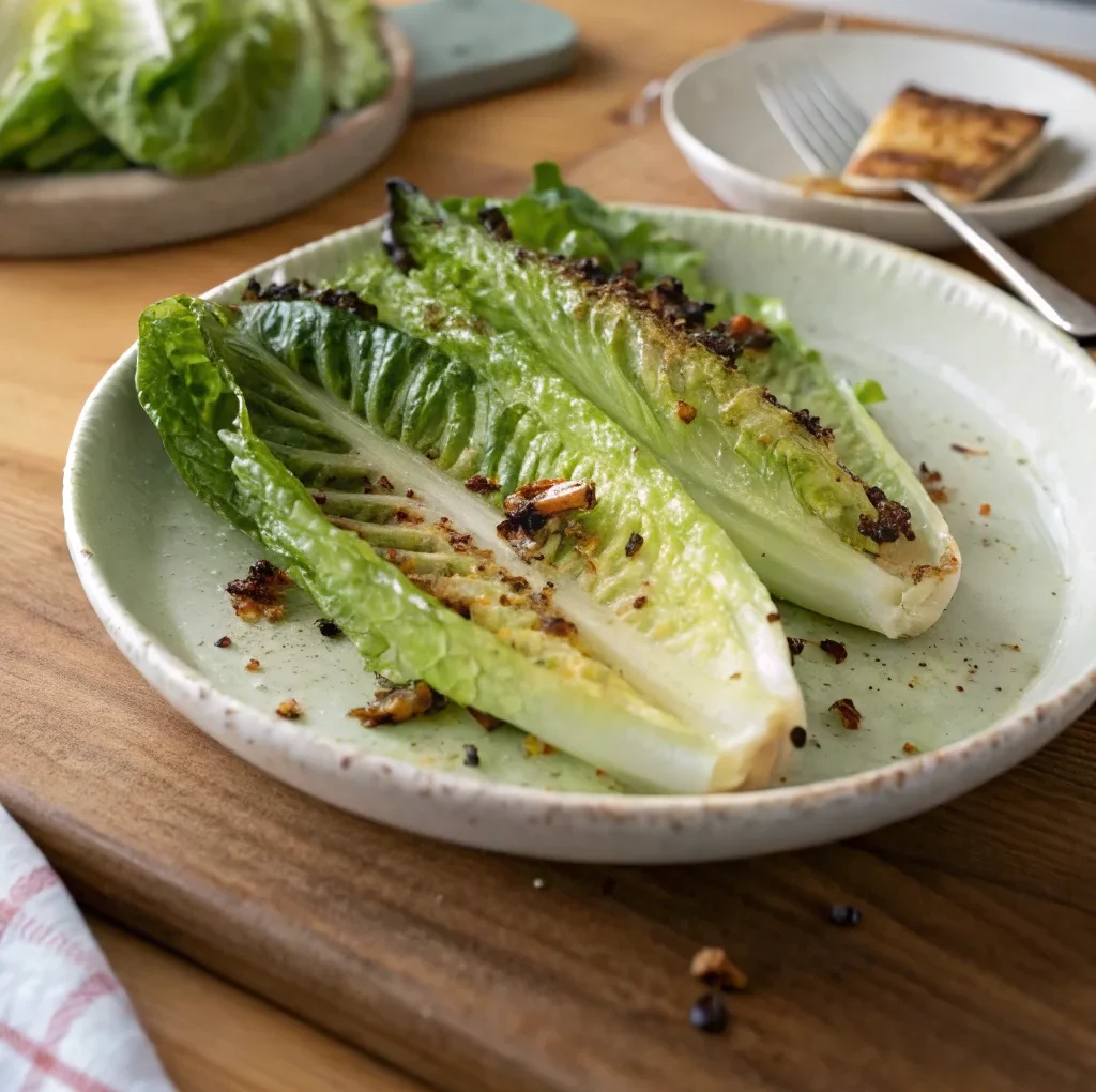 A delicious plate of Grilled Hearts of Romaine