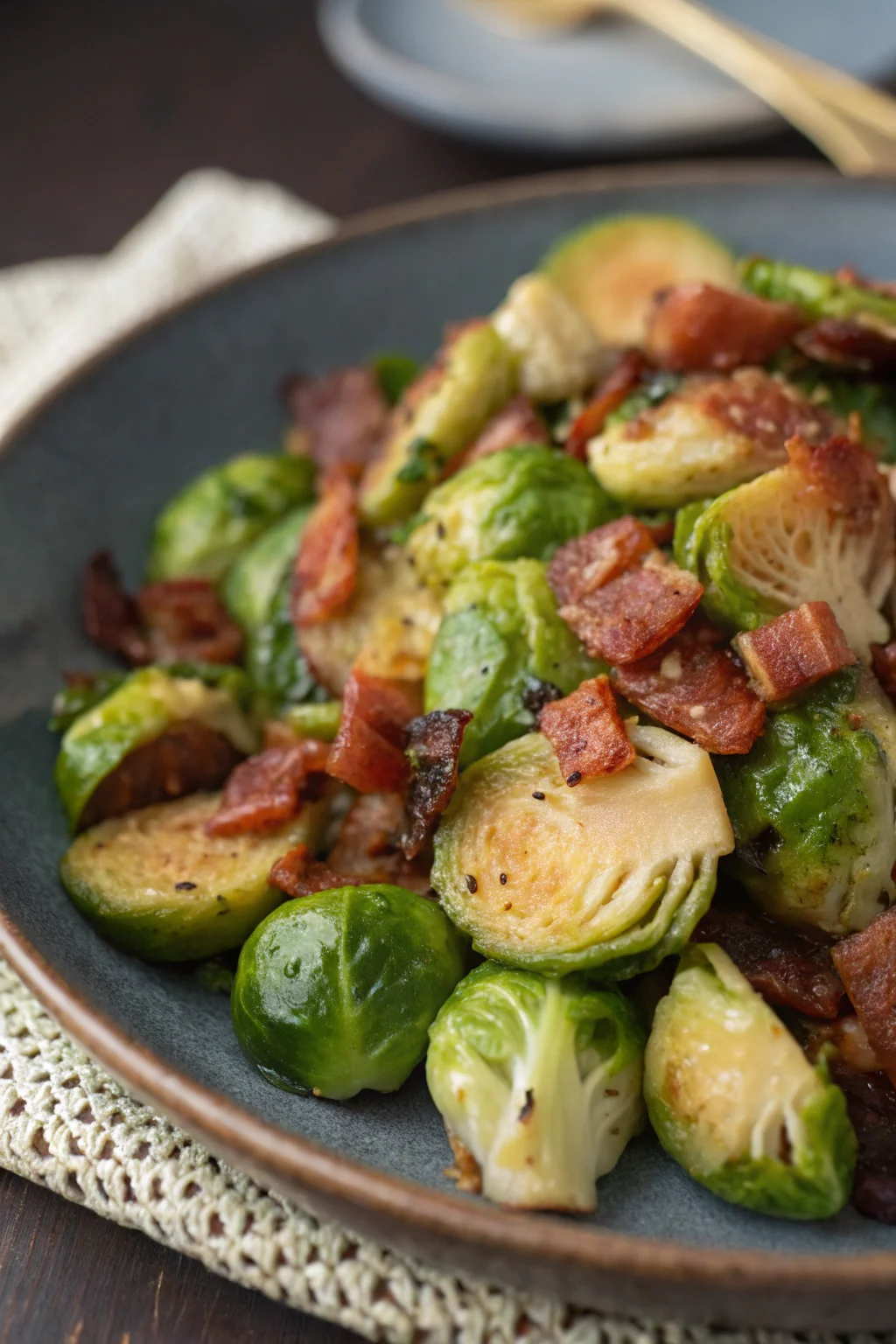 Step by Step Brussels Sprouts with Bacon Dressing