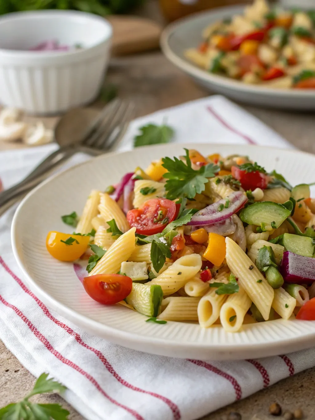 A delicious plate of The Perfect Picnic Pasta Salad