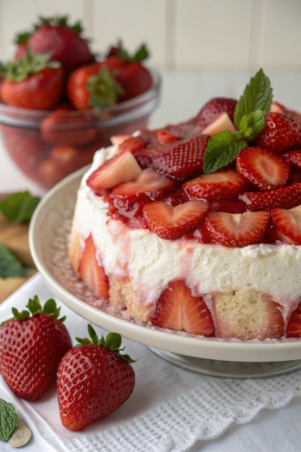 Step by Step Strawberry Angel Food Dessert