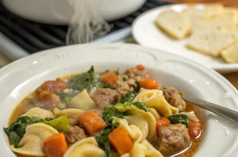 Slow Cooker Sausage Tortellini Soup