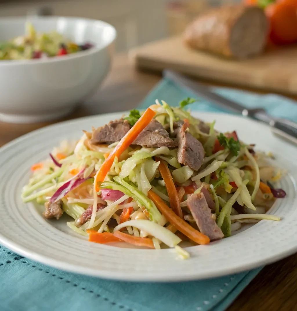 A delicious plate of Summer Meat Slaw