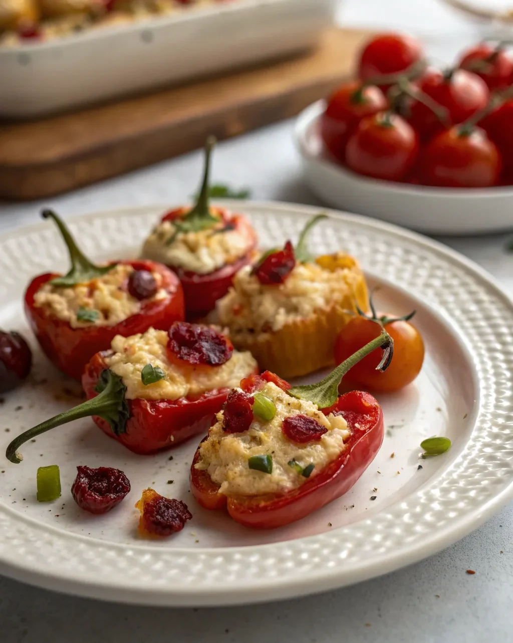 A delicious plate of Cherry Pepper Poppers
