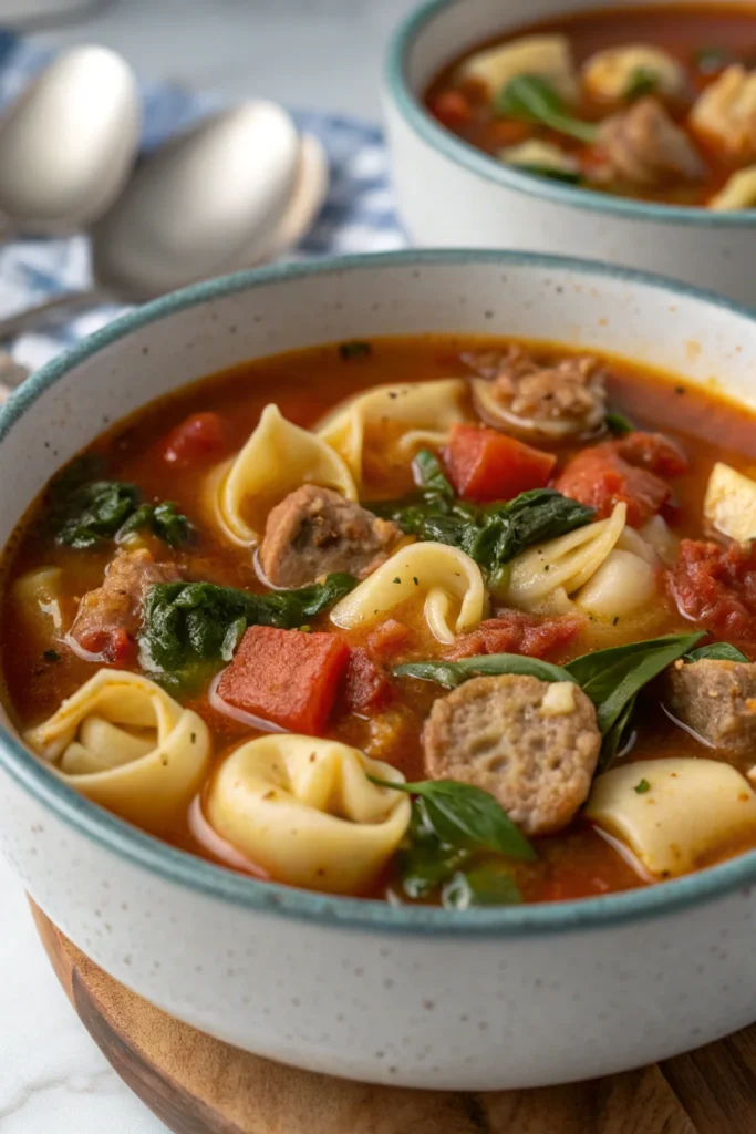Step by Step Slow Cooker Sausage Tortellini Soup