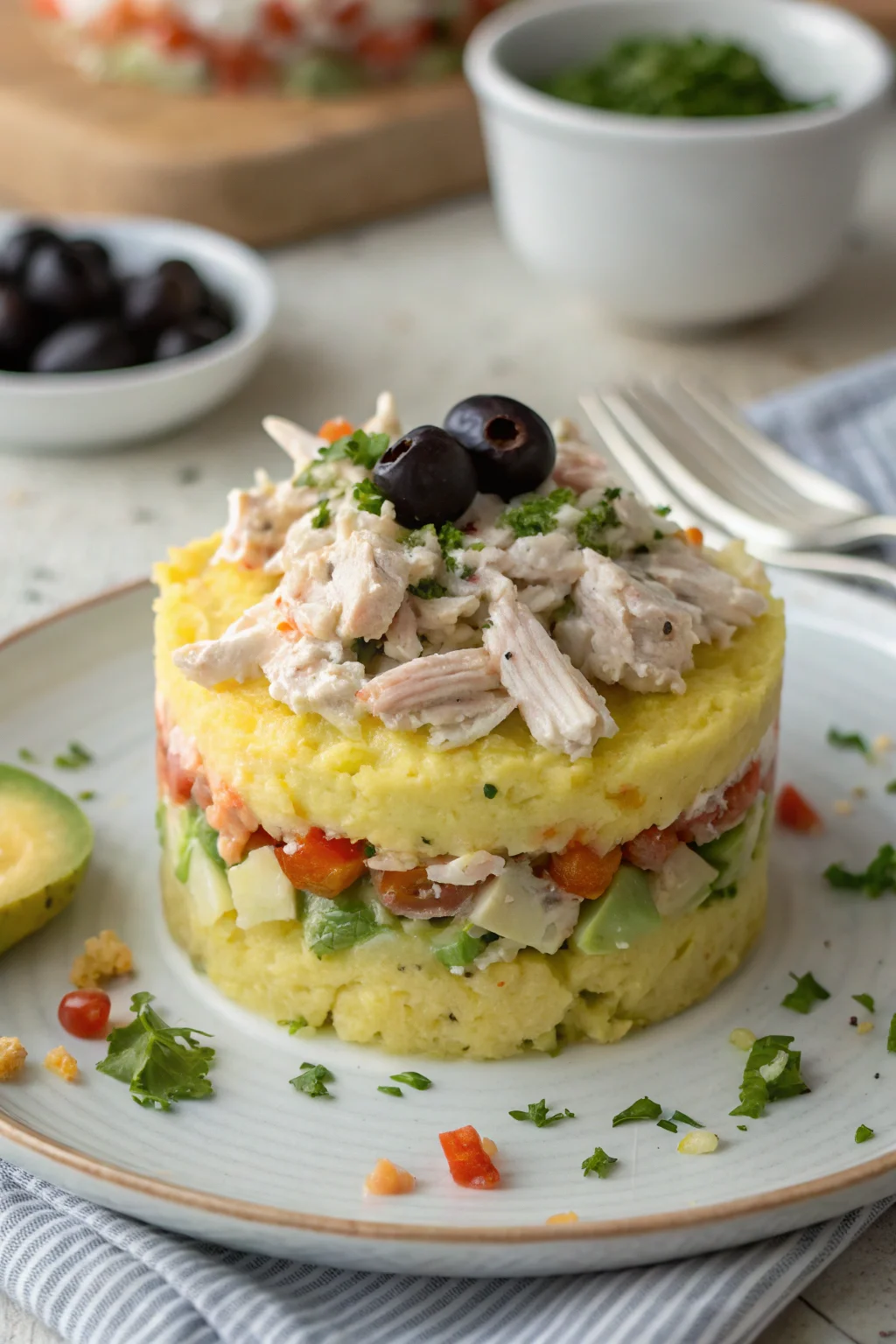 Peruvian Potato-Chicken Salad (Causa Rellena)