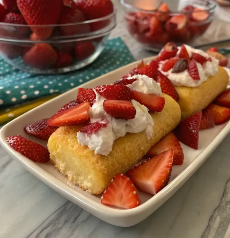 A delicious plate of Strawberry Twinkie Dessert