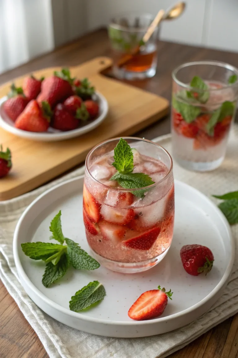 A delicious plate of Springtime Strawberry Sipper Mocktail
