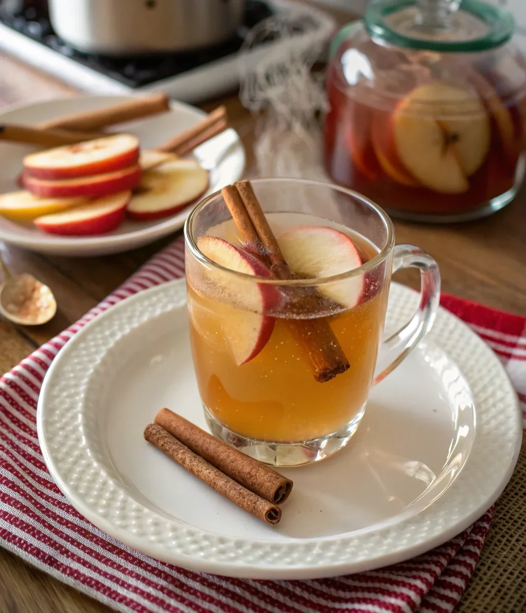 A delicious plate of Hot Cinnamon Apple Brandy Cider