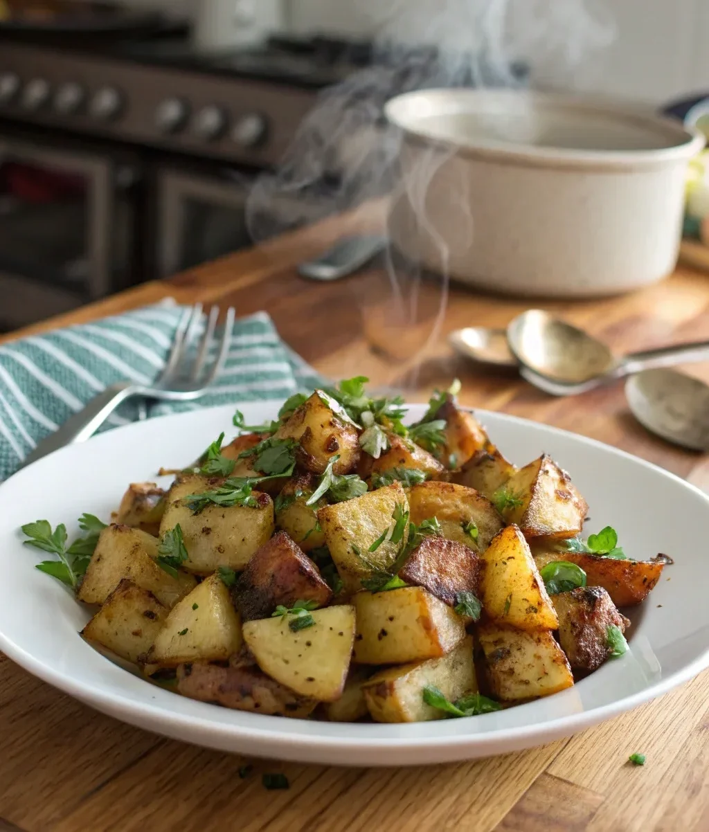 A delicious plate of Grilled German Potato Salad