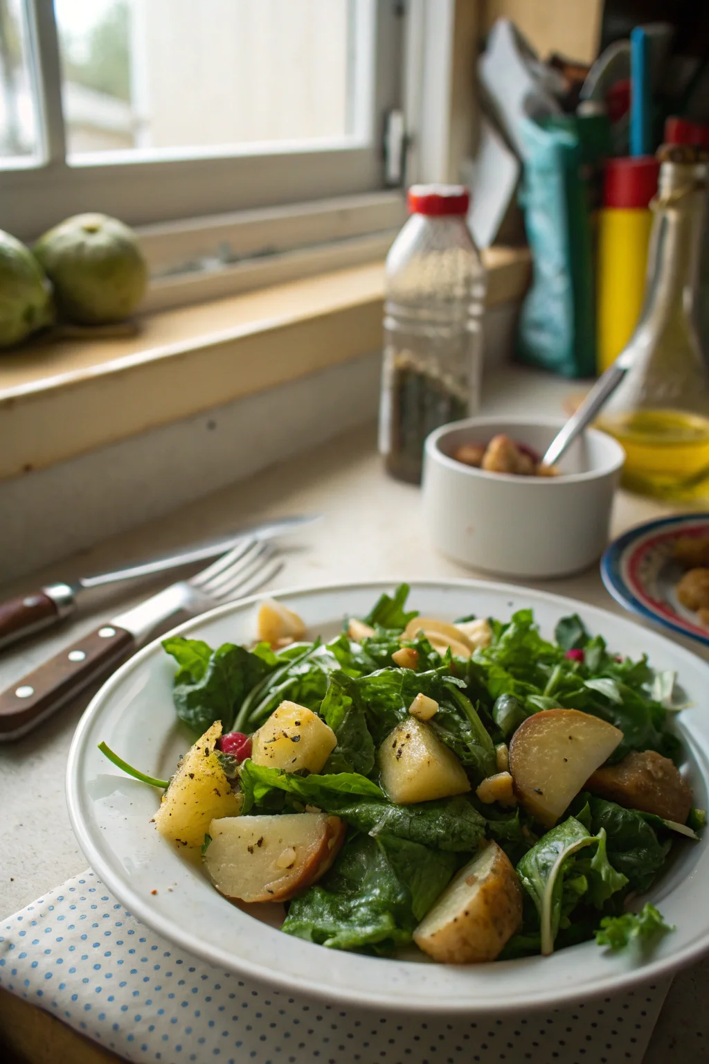 Potato and Mustard Greens Salad