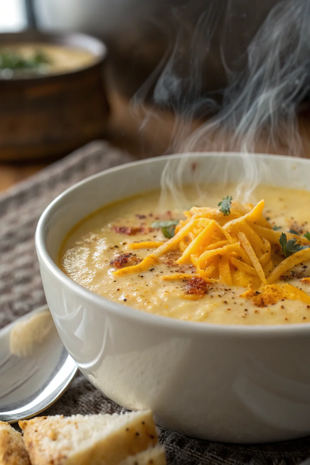 Step by Step Cauliflower Cheddar Soup