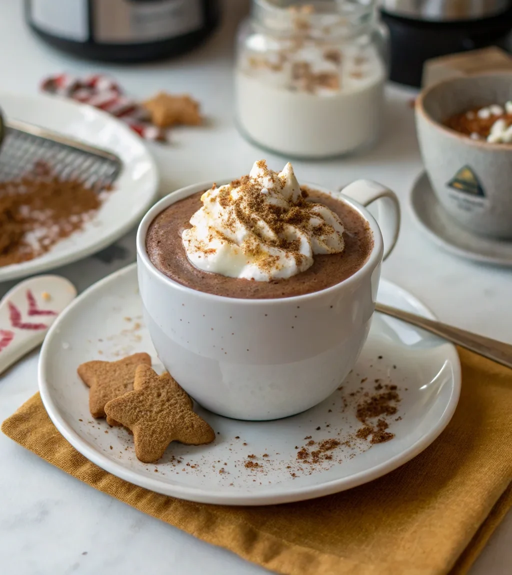 A delicious plate of Instant Gingerbread Hot Chocolate
