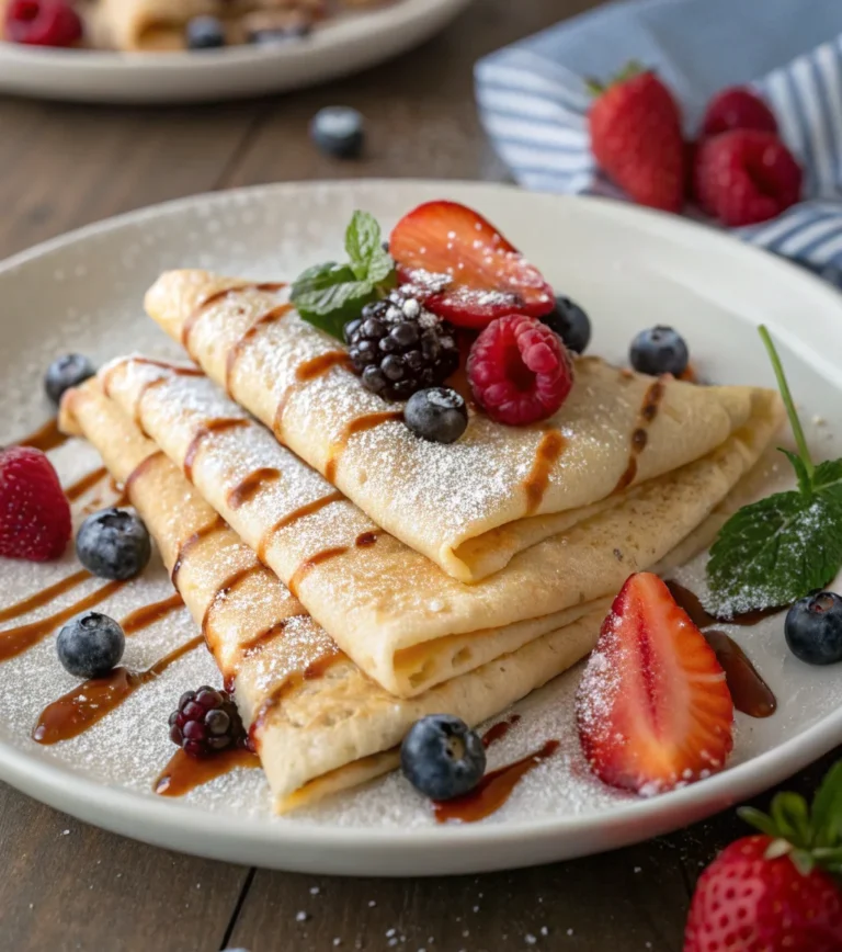 A delicious plate of Dessert Crepes