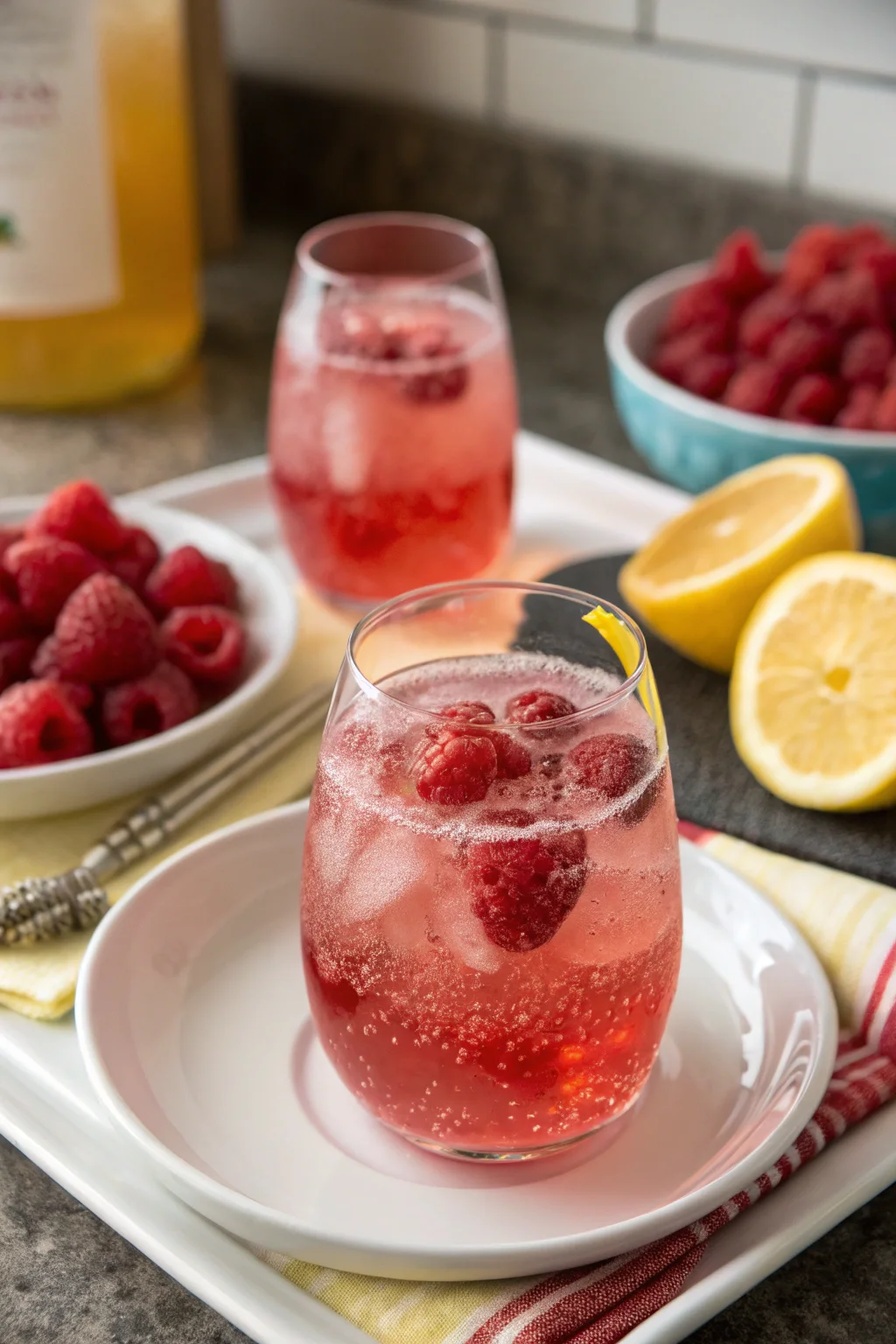Homemade Sparkling Raspberry Lemonade