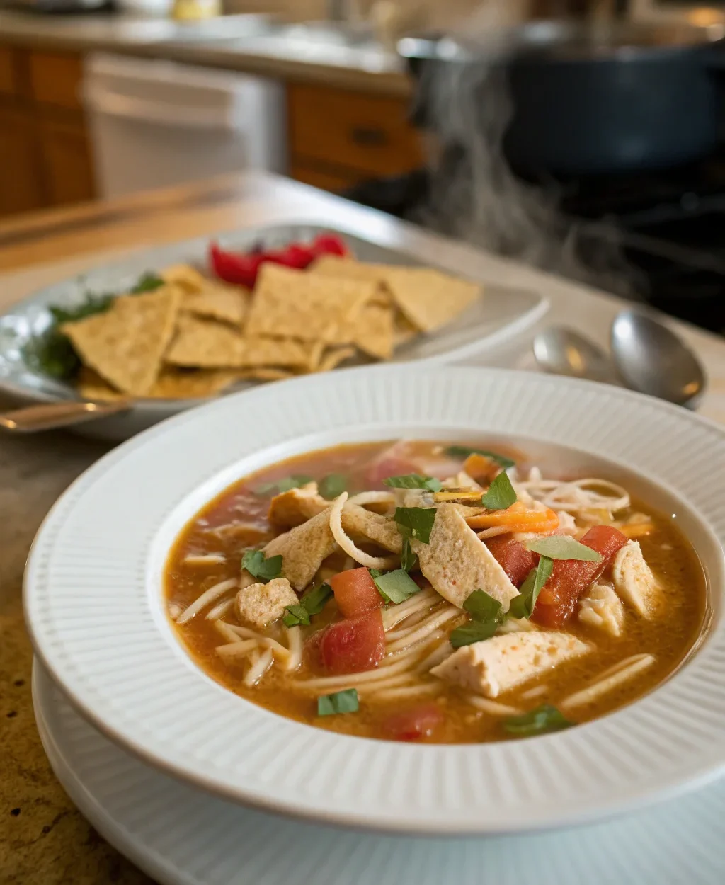 A delicious plate of Copycat Chick-fil-A Chicken Tortilla Soup