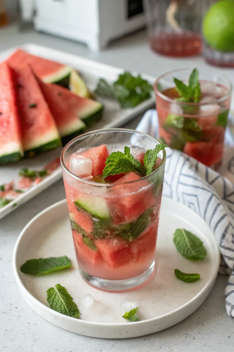 A delicious plate of Refreshing Sweet Watermelon Mint Summer Mocktail