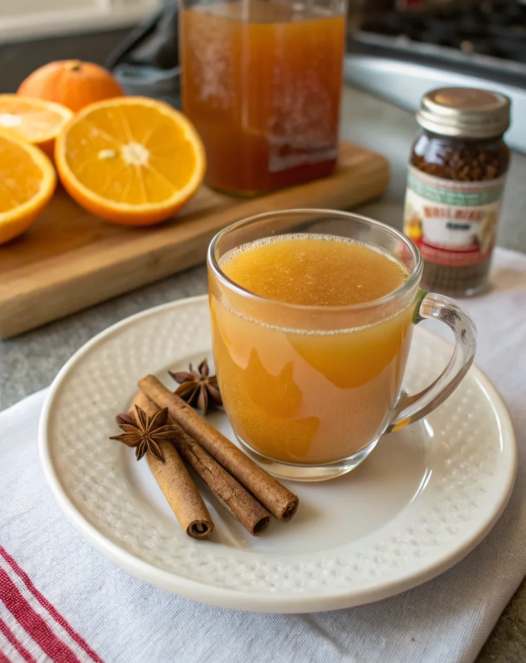 A delicious plate of Spiced Orange-Cinnamon Cider