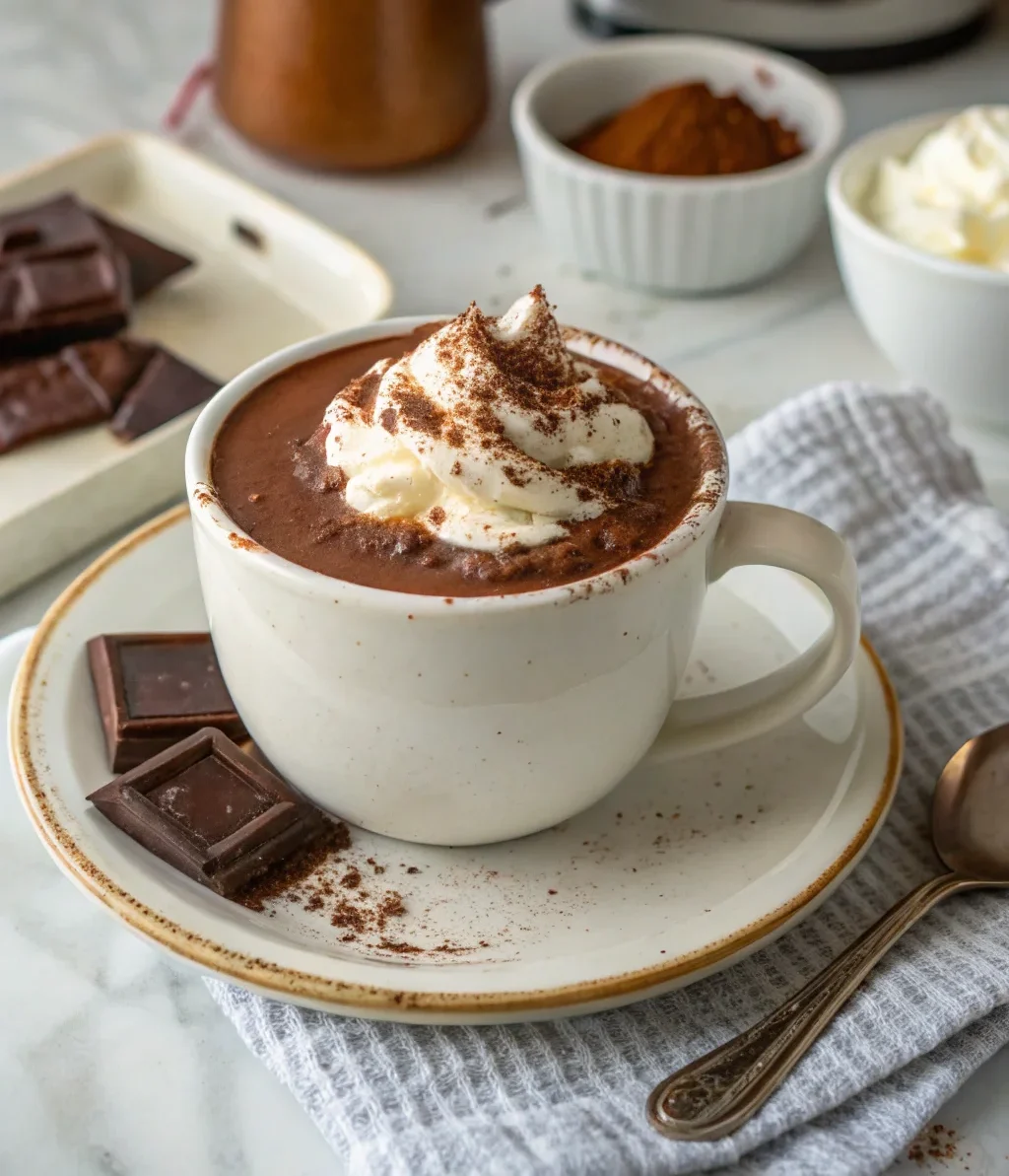 A delicious plate of Cioccolata Calda (Hot Chocolate Italian-Style)