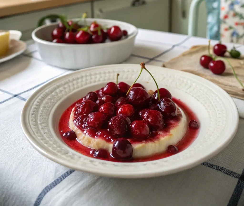 A delicious plate of Cherry Dessert