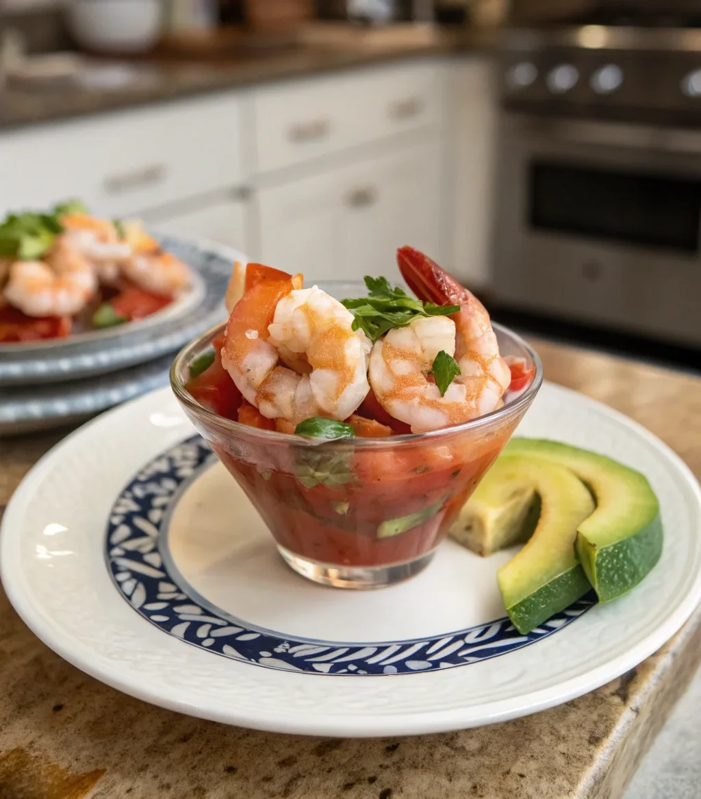A delicious plate of Mexican-Style Shrimp Cocktail