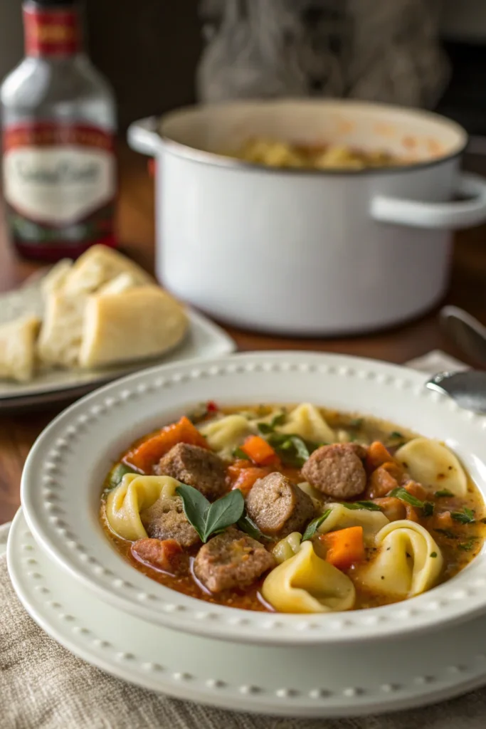 Slow Cooker Sausage Tortellini Soup