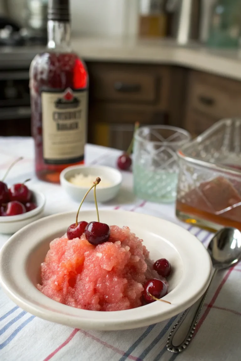 A delicious plate of Cherry Bourbon Slush