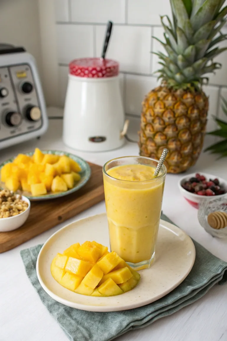 A delicious plate of Pineapple Mango Smoothie