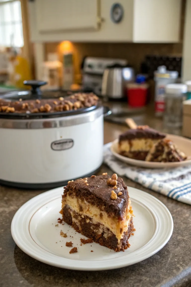 A delicious plate of Slow Cooker Better Than Sex Cake