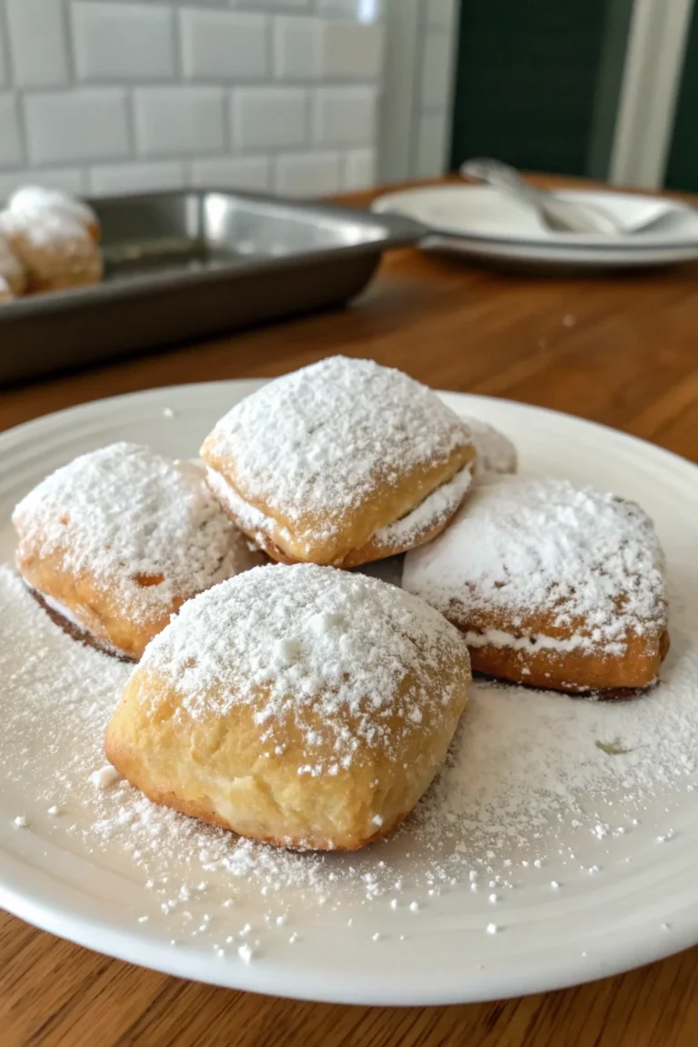 A delicious plate of Vanilla French Beignets