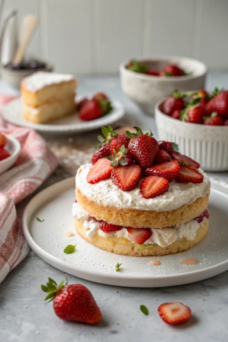 A delicious plate of Strawberry Cloud Cake 3 Ingredients