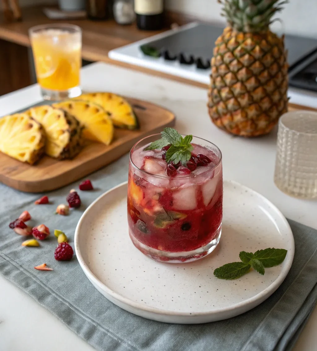 A delicious plate of Pineapple Hibiscus Mocktail