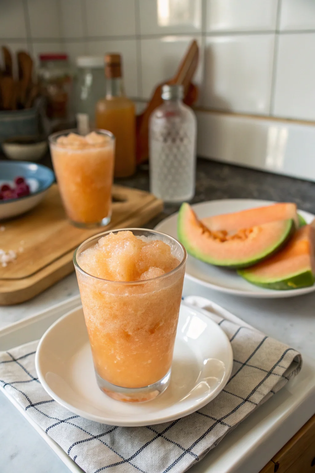 Salty Cantaloupe Slush Cocktail