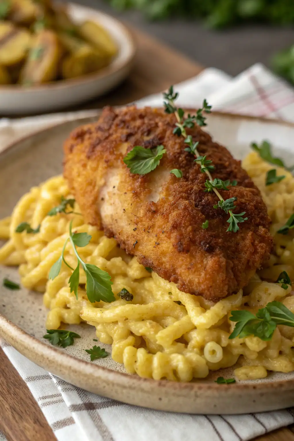A delicious plate of Air Fryer Chicken Spätzle