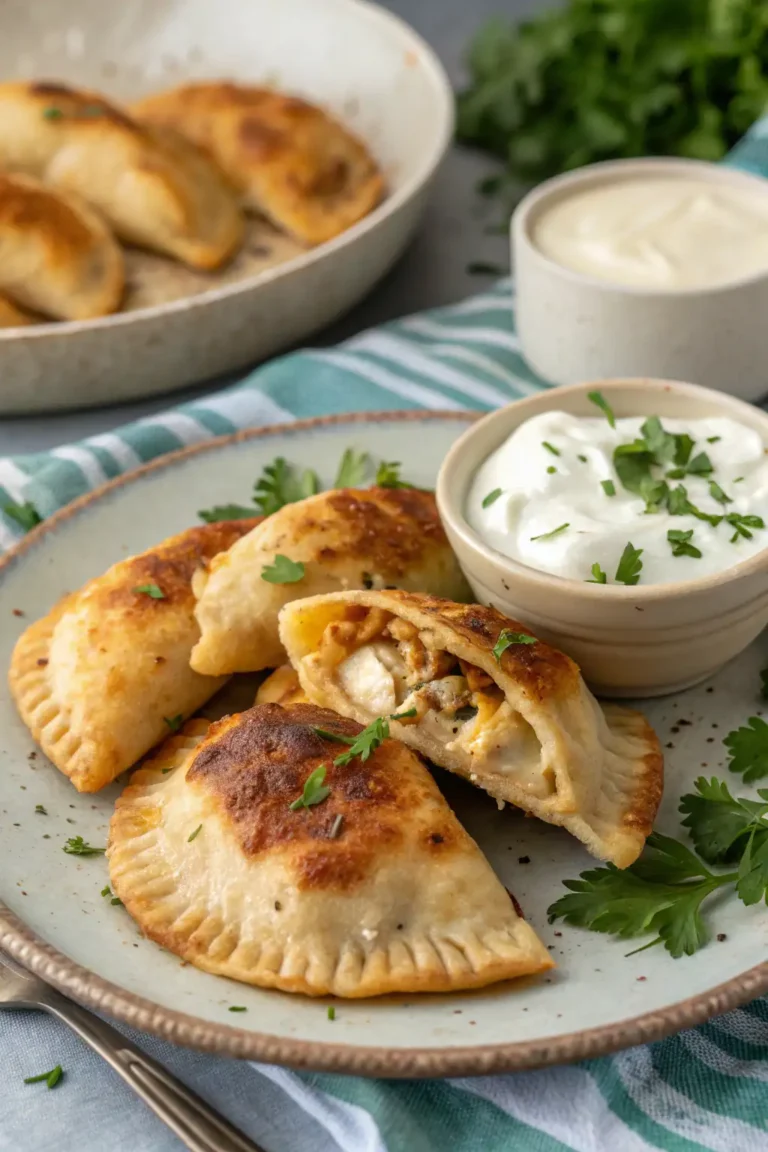 A delicious plate of Air Fryer Chicken Pierogi