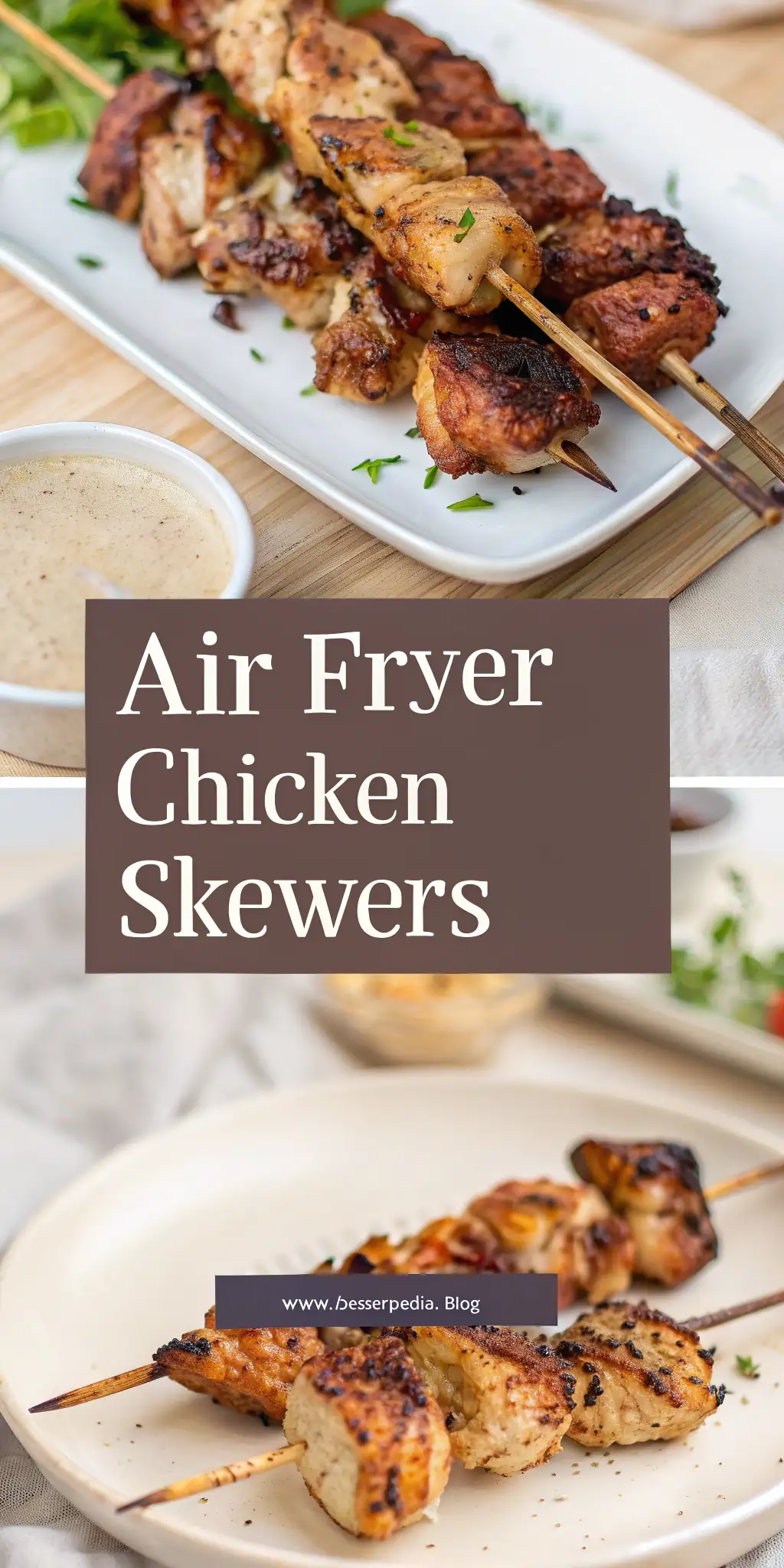 Pinterest image 1 for Air Fryer Chicken Skewers