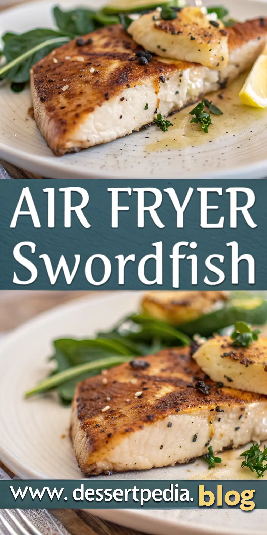 Pinterest image 1 for Air Fryer Swordfish