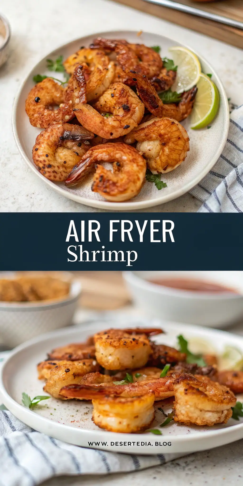 Pinterest image 1 for Air Fryer Shrimp