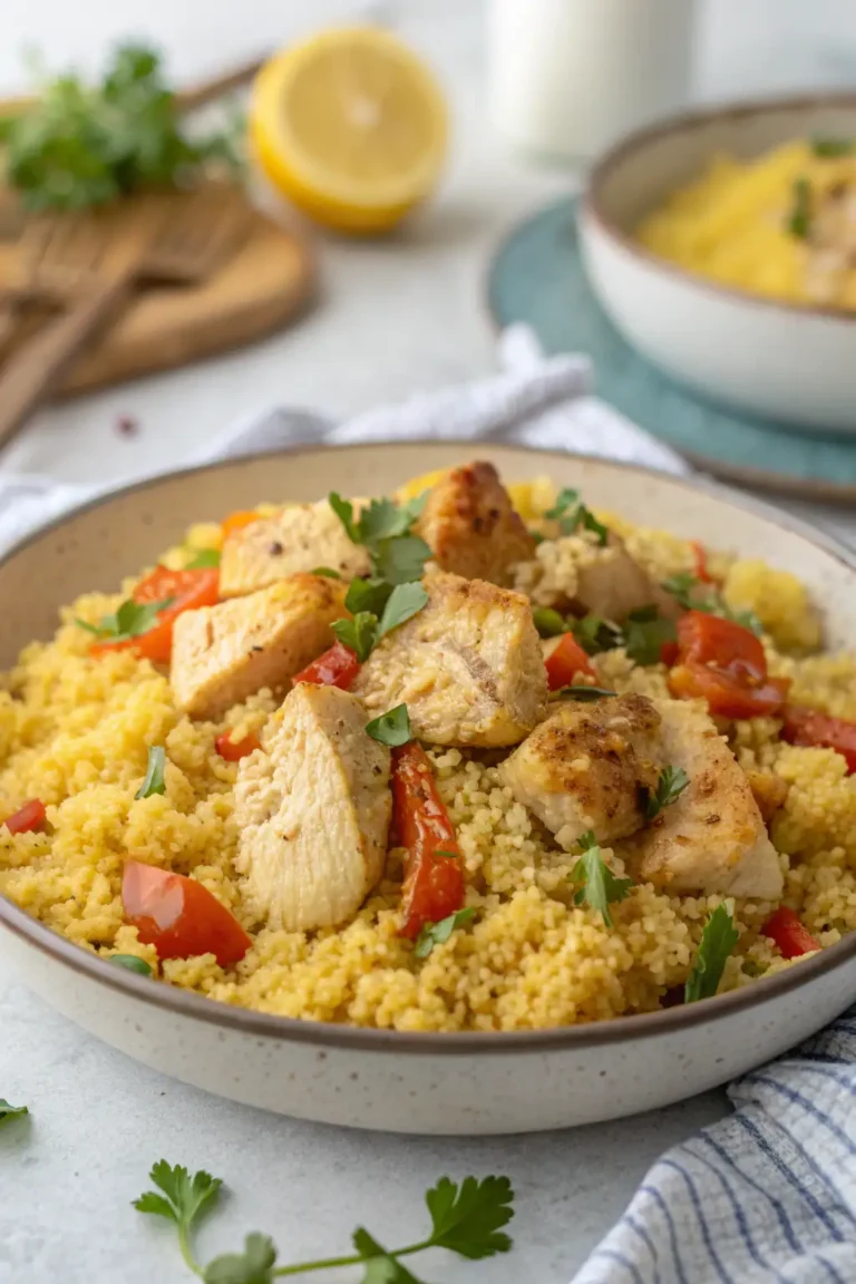 A delicious plate of Air Fryer Chicken Couscous