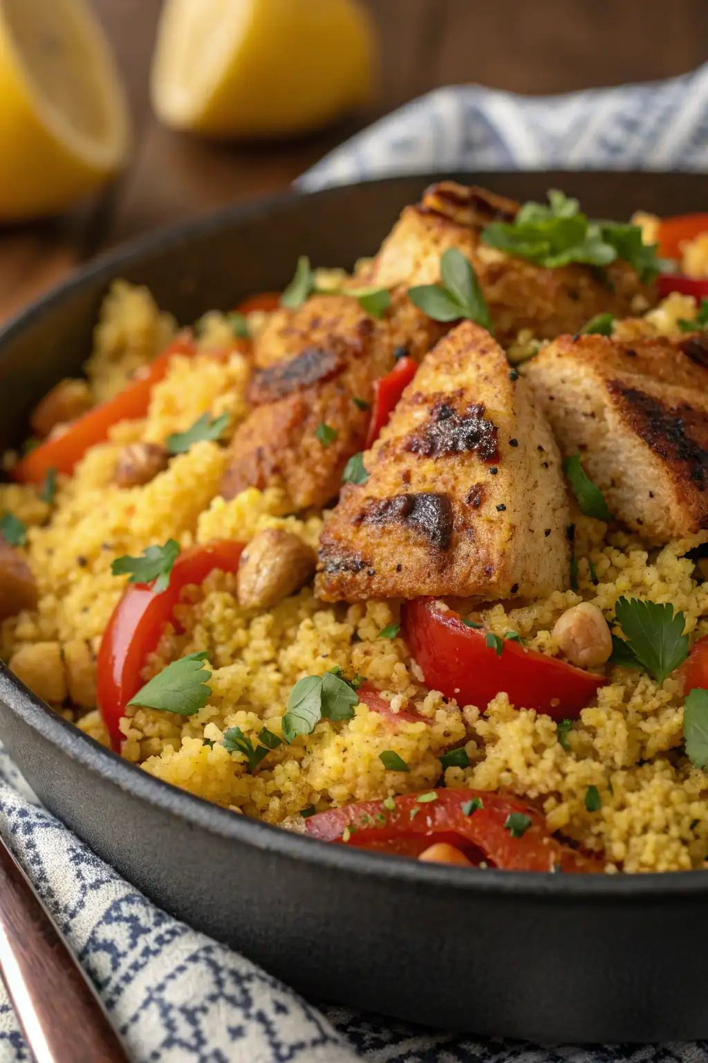 A delicious plate of Air Fryer Chicken Couscous
