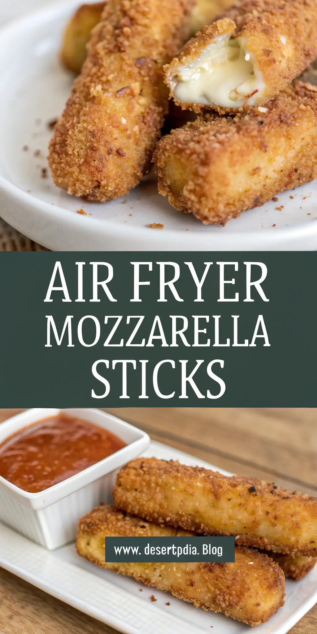 Pinterest image 1 for Air Fryer Mozzarella Sticks