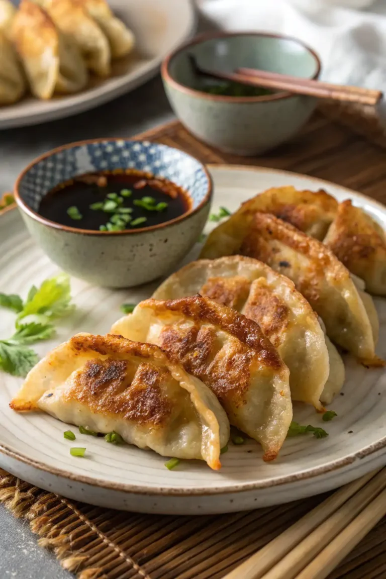 A delicious plate of Air Fryer Chicken Gyoza