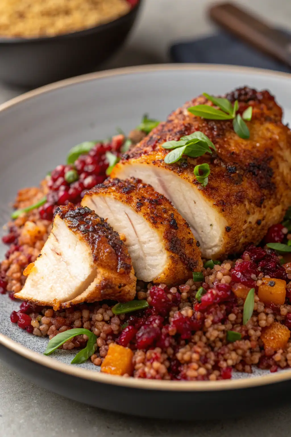 A delicious plate of Air Fryer Chicken Amaranth