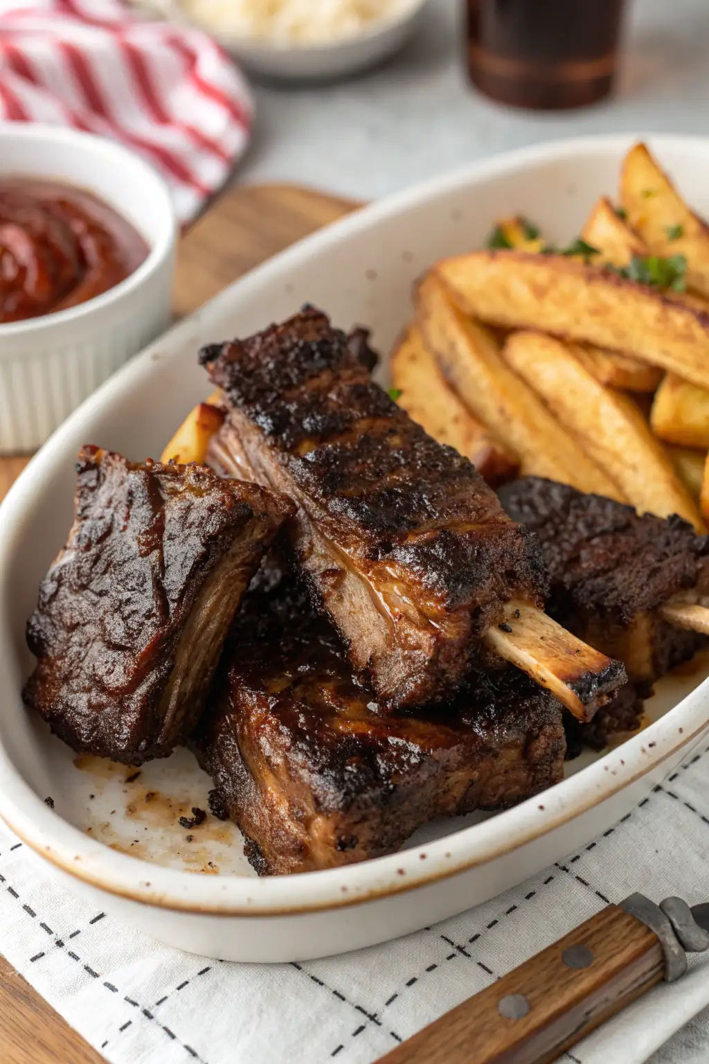 A delicious plate of Air Fryer Beef Ribs