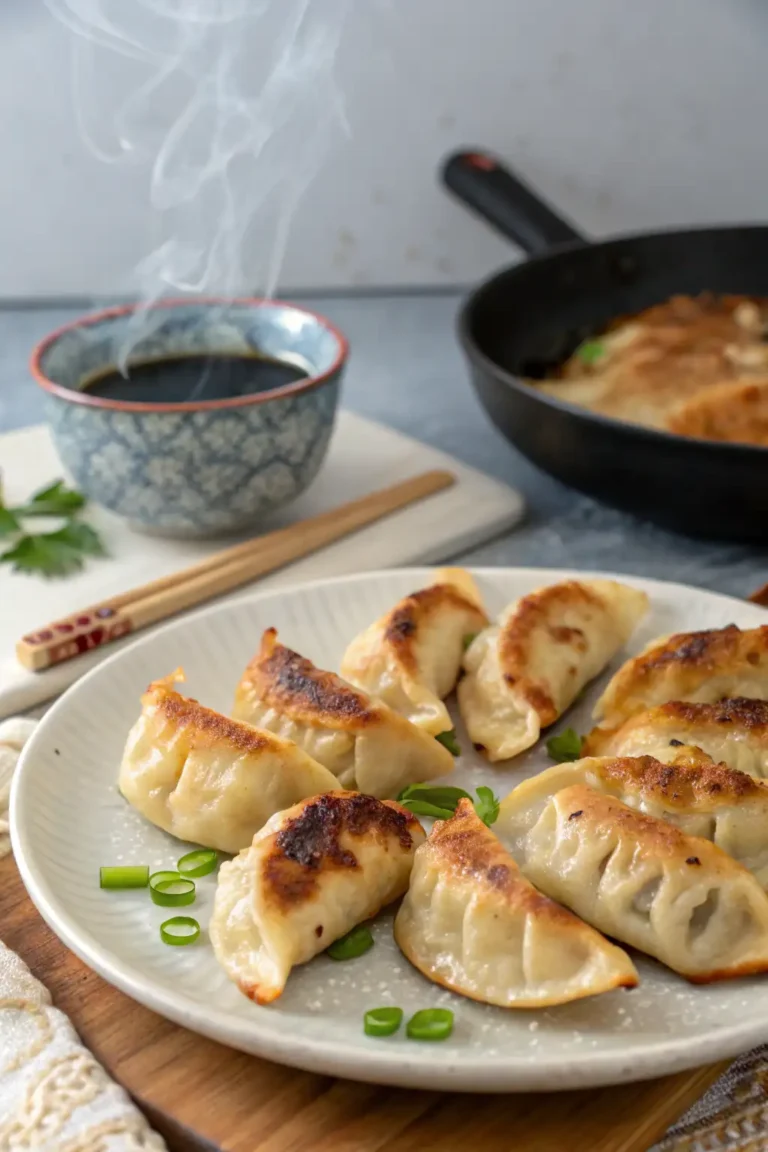 A delicious plate of Air Fryer Chicken Potstickers