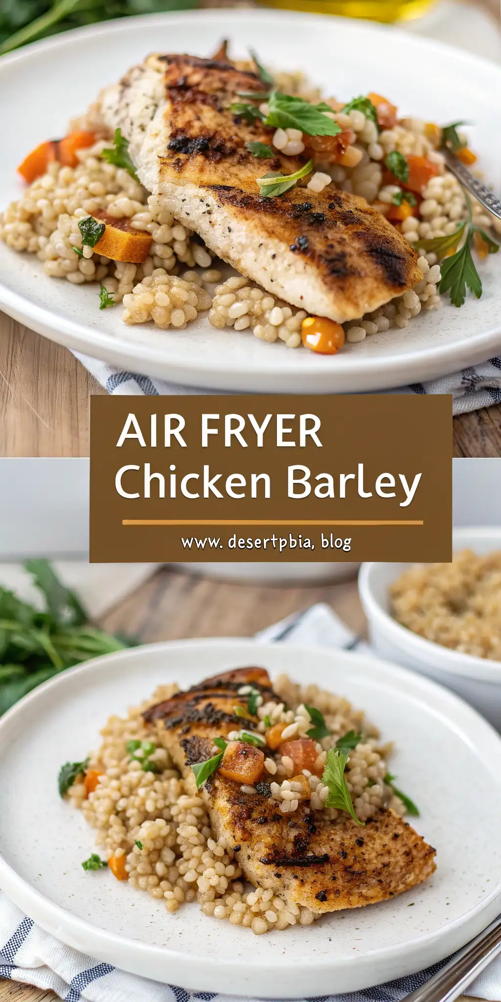Pinterest image 1 for Air Fryer Chicken Barley